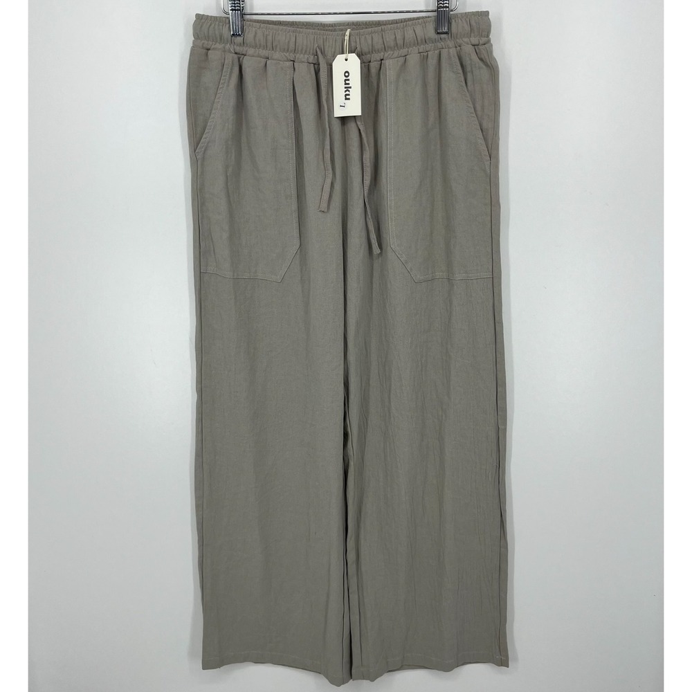 Ouku Pants Men's Size L Gray Cotton Straight Leg 100% Cotton‎ Relaxed New NWT